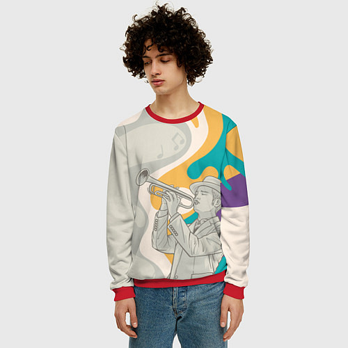 Мужской свитшот Love saxophone / 3D-Красный – фото 3