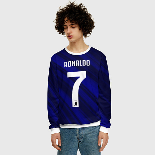 Мужской свитшот Ronaldo 7: Blue Sport / 3D-Белый – фото 3
