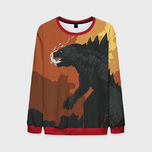 Мужской свитшот Godzilla: Monster Smoke / 3D-Красный – фото 1