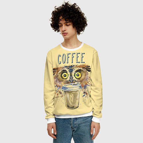 Мужской свитшот Owls like coffee / 3D-Белый – фото 3