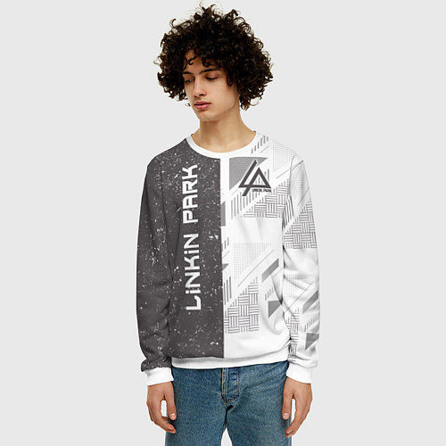 Мужской свитшот Linkin Park: Grey Form / 3D-Белый – фото 3