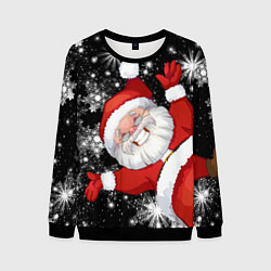 Свитшот мужской Веселый Санта, цвет: 3D-черный