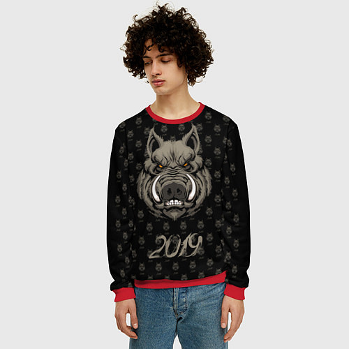 Мужской свитшот Дикий кабан 2019 / 3D-Красный – фото 3