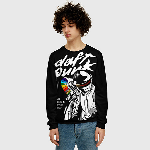 Мужской свитшот Daft Punk: Our work is never over / 3D-Черный – фото 3