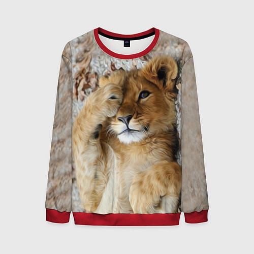 Мужской свитшот Львенок / 3D-Красный – фото 1