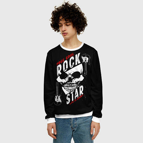 Мужской свитшот Free soul rock star / 3D-Белый – фото 3