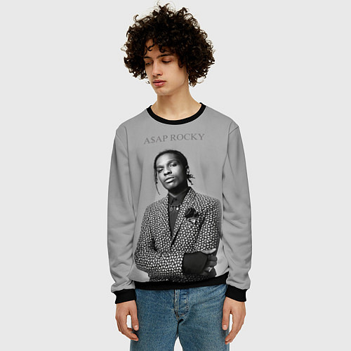 Мужской свитшот ASAP Rocky: Grey Fashion / 3D-Черный – фото 3