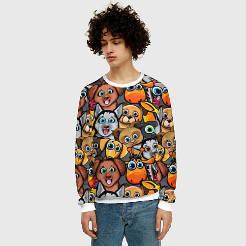 Мужской свитшот Веселые собаки / 3D-Белый – фото 3
