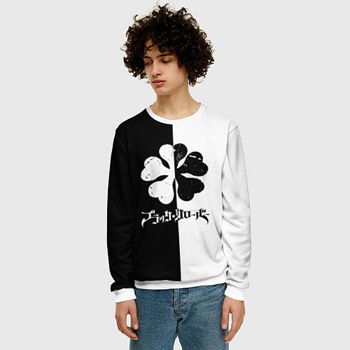 Мужской свитшот Чёрный клевер / 3D-Белый – фото 3