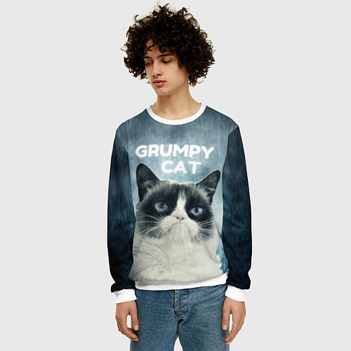 Мужской свитшот Grumpy Cat / 3D-Белый – фото 3