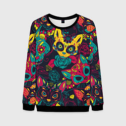 Мужской свитшот Мексиканский день мёртвых у кошек