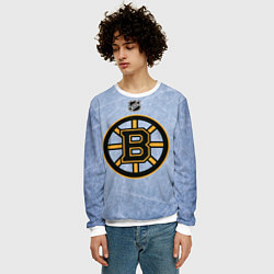 Свитшот мужской Boston Bruins: Hot Ice, цвет: 3D-белый — фото 2