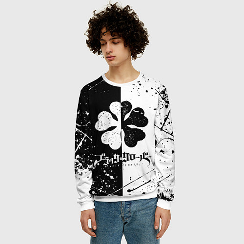 Мужской свитшот ЧЁРНЫЙ КЛЕВЕР / 3D-Белый – фото 3