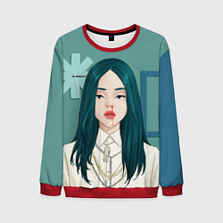 Свитшот мужской Billie Eilish: Turquoise Hair, цвет: 3D-красный