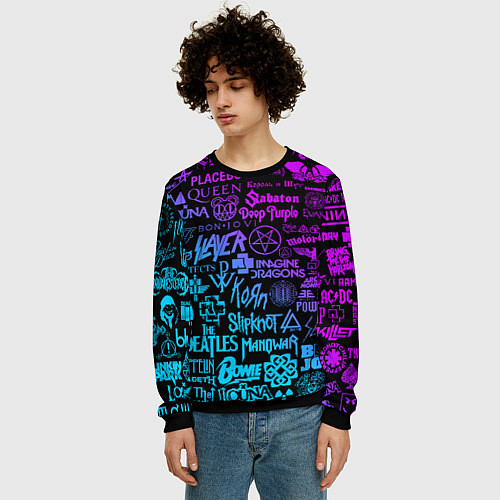 Мужской свитшот ЛОГОТИПЫ РОК ГРУПП / 3D-Черный – фото 3