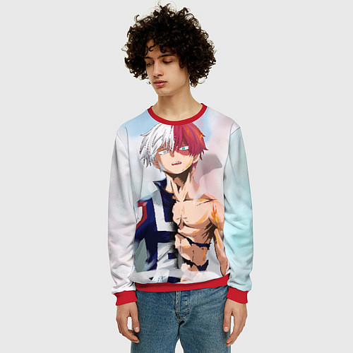 Мужской свитшот Шото Тодороки / 3D-Красный – фото 3