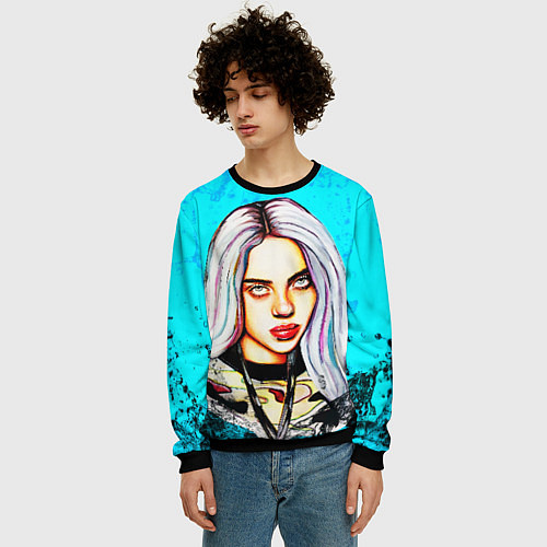 Мужской свитшот BILLIE EILISH: Fan Art / 3D-Черный – фото 3