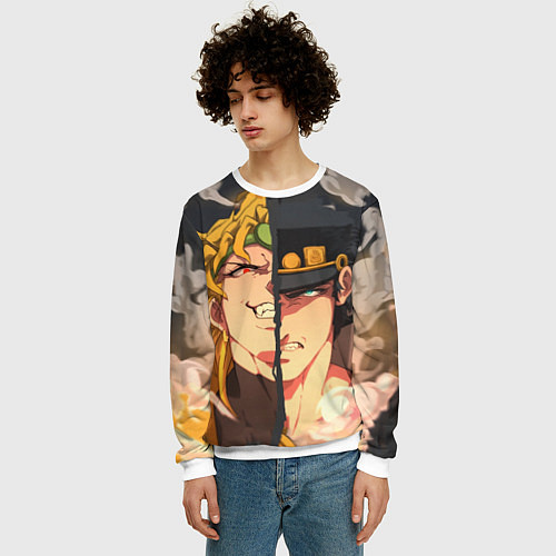 Мужской свитшот Dio Brando x Jotaro / 3D-Белый – фото 3