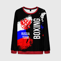 Свитшот мужской Boxing Russia Team и герб РФ, цвет: 3D-красный