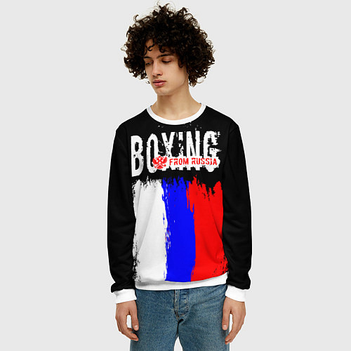 Мужской свитшот Boxing from Russia / 3D-Белый – фото 3