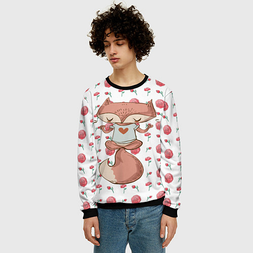 Мужской свитшот Спокойная лисичка / 3D-Черный – фото 3