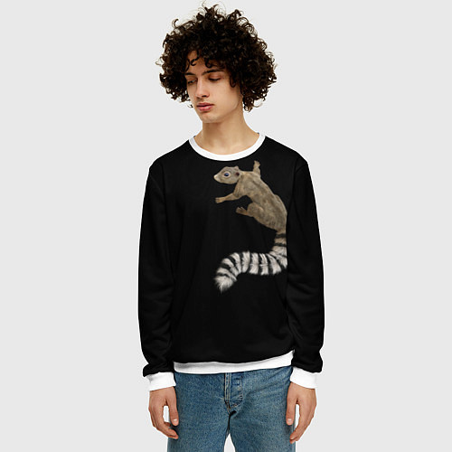 Мужской свитшот И мой зверёк со мною / 3D-Белый – фото 3