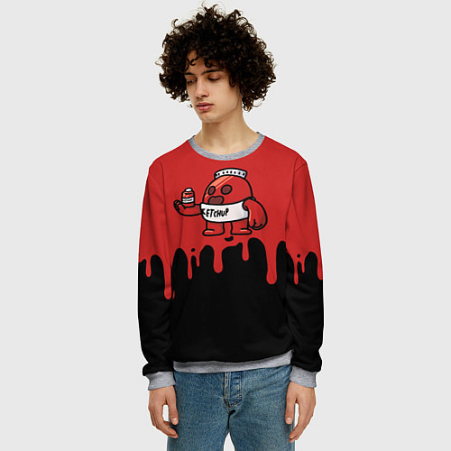 Мужской свитшот Спайк кетчуп / 3D-Меланж – фото 3