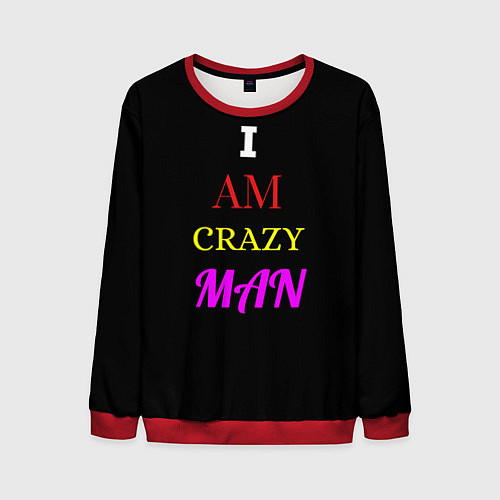 Мужской свитшот I am crazy man / 3D-Красный – фото 1