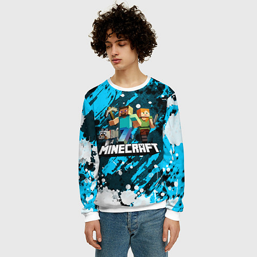 Мужской свитшот Minecraft Майнкрафт / 3D-Белый – фото 3
