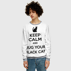 Свитшот мужской Обними своего черного кота, цвет: 3D-меланж — фото 2