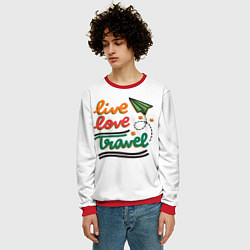 Свитшот мужской Живи, люби, путешествуй, цвет: 3D-красный — фото 2