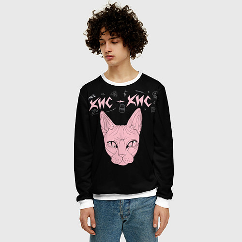 Мужской свитшот Кис-Кис / 3D-Белый – фото 3