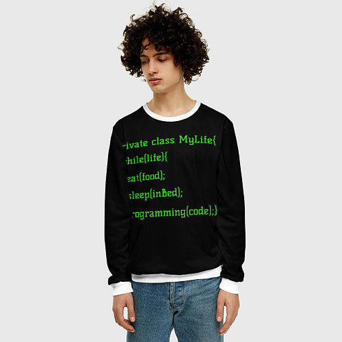 Мужской свитшот Жизнь программиста / 3D-Белый – фото 3