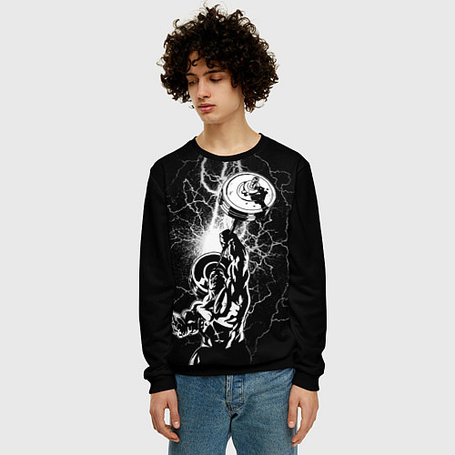 Мужской свитшот Powerlifting / 3D-Черный – фото 3