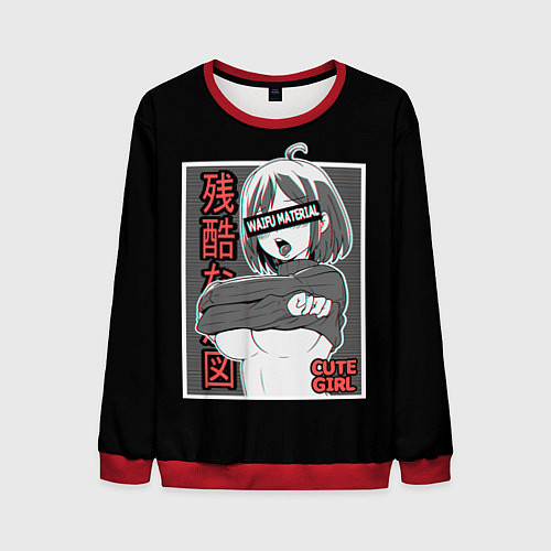 Мужской свитшот Ahegao / 3D-Красный – фото 1