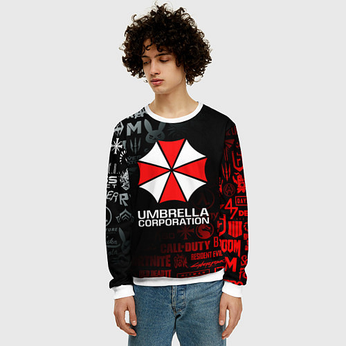 Мужской свитшот RESIDENT EVIL UMBRELLA CORP / 3D-Белый – фото 3
