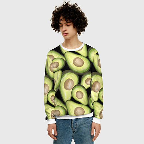 Мужской свитшот Avocado background / 3D-Белый – фото 3