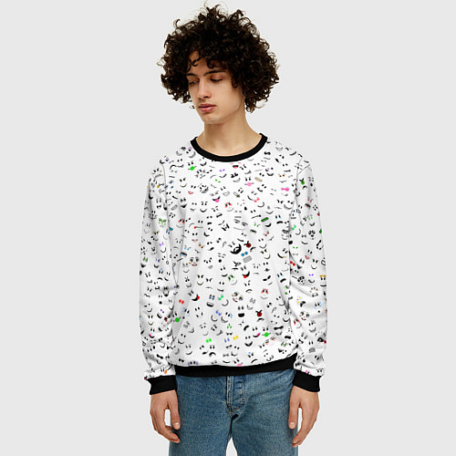 Мужской свитшот Rolbox лица / 3D-Черный – фото 3