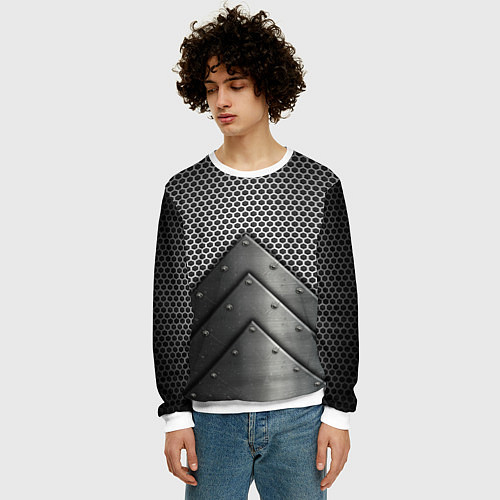 Мужской свитшот Броня металлическая / 3D-Белый – фото 3