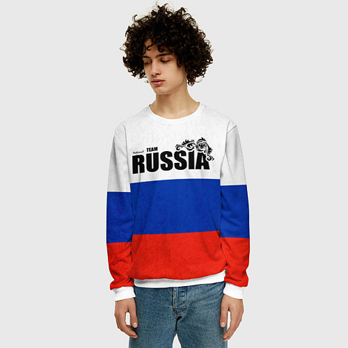Мужской свитшот Russia / 3D-Белый – фото 3