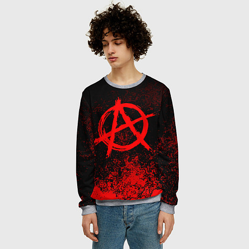 Мужской свитшот АНАРХИЯ / 3D-Меланж – фото 3