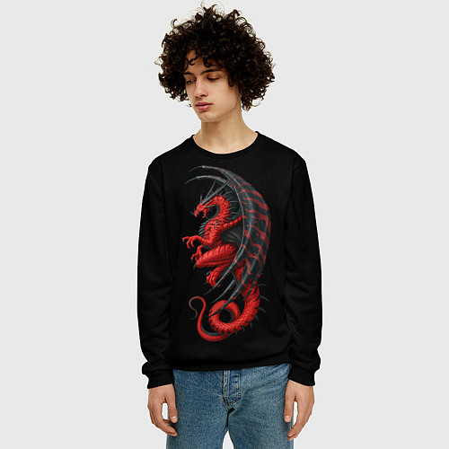 Мужской свитшот Red Dragon / 3D-Черный – фото 3