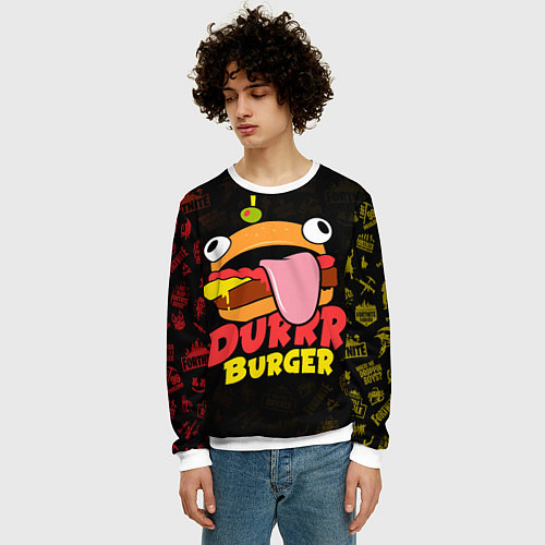 Мужской свитшот Fortnite Durrr Burger / 3D-Белый – фото 3