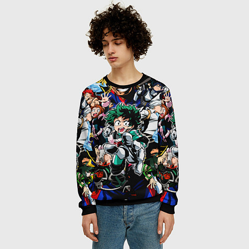 Мужской свитшот Моя геройская академия / 3D-Черный – фото 3