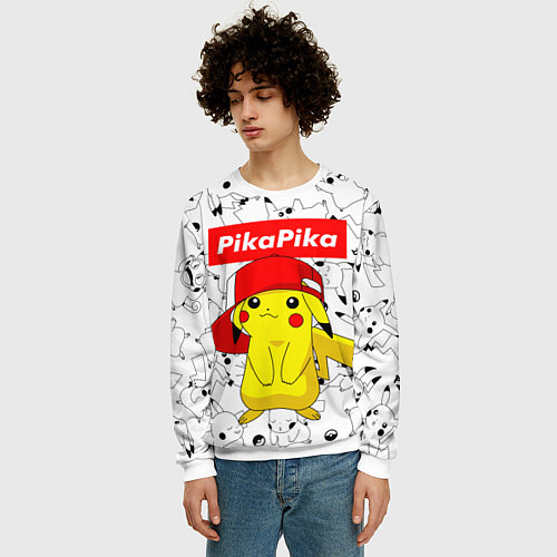 Мужской свитшот ПИКАЧУ / 3D-Белый – фото 3