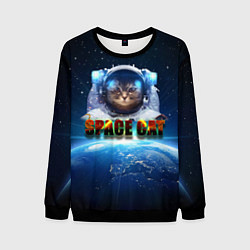 Свитшот мужской Космический кот, цвет: 3D-черный