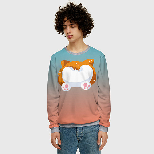 Мужской свитшот Милый корги / 3D-Меланж – фото 3