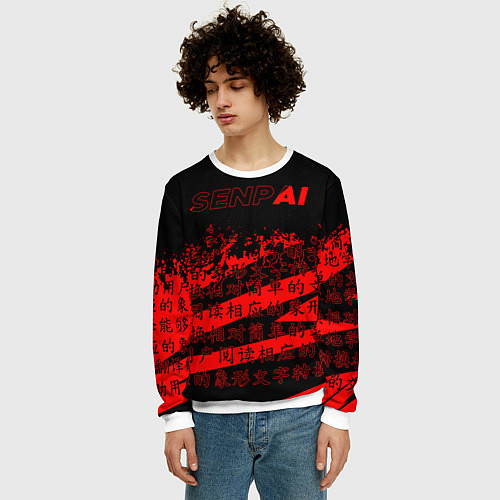 Мужской свитшот SENPAI / 3D-Белый – фото 3