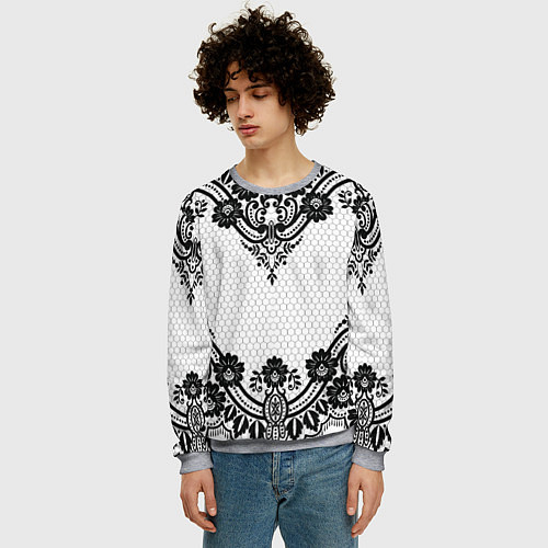 Мужской свитшот Кружева / 3D-Меланж – фото 3
