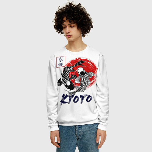 Мужской свитшот Карпы Кои Киото / 3D-Белый – фото 3